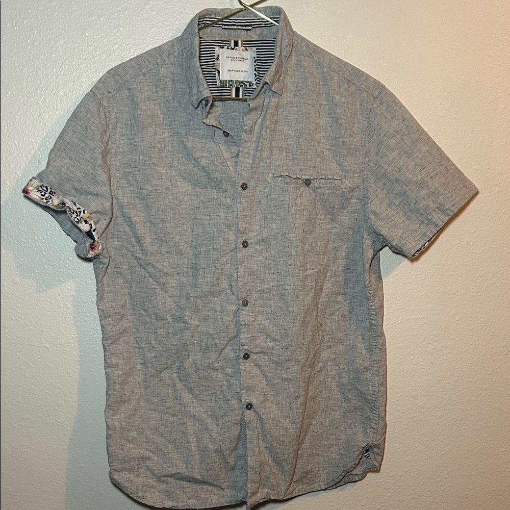 Denim & Flower Gray Casual Button-Down Shirt